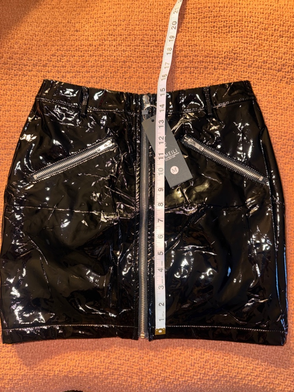🖤🌚Patent Leather Zip-Front Mini Skirt - Black